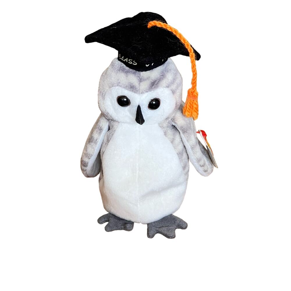 TY Beanie Baby Wiser the Owl Graduate Class of '99 with Heart Tag Graduation